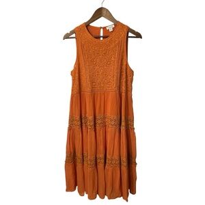 Sundance Orange Sleeveless Lace Dress